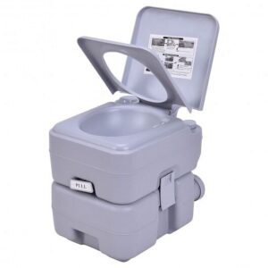 5.3 Gallon Portable Toilet with Waste Tank and Built-in Rotating Spout-Gray - Color: Gray
