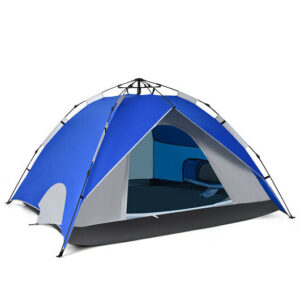 2-in-1 4 Person Instant Pop-up Waterproof Camping Tent-Blue - Color: Blue