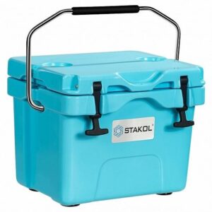 16 Quart 24-Can Capacity Portable Insulated Ice Cooler with 2 Cup Holders-Blue - Color: Blue