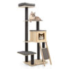 5-Tier Modern Wood Cat Tower with Washable Cushions-Gray - Color: Gray - Image 2