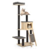 5-Tier Modern Wood Cat Tower with Washable Cushions-Gray - Color: Gray - Image 3